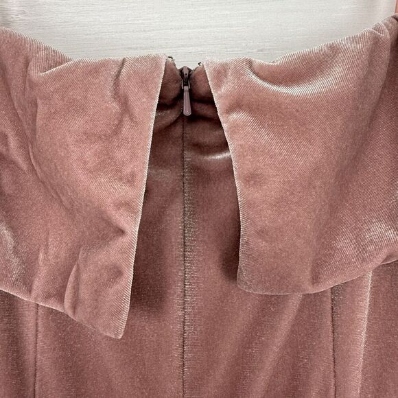 Anthropologie BHLDN Fawn Velvet Maxi Dress Size 4 Rose Pink Off Shoulder Wedding - Picture 10 of 16